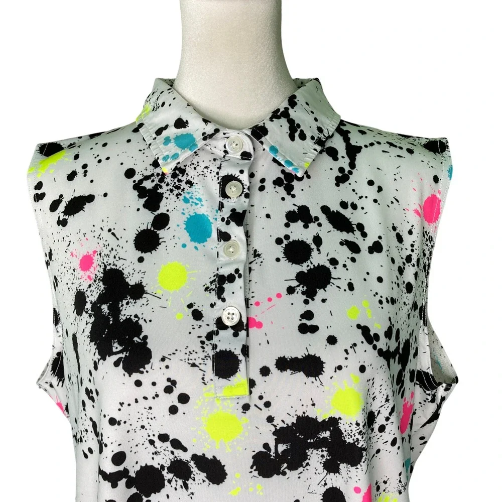 Sunday Swagger Signature Splatter Polo Golf Tennis Sleeveless Colorful (Size XL) - Picture 5 of 12